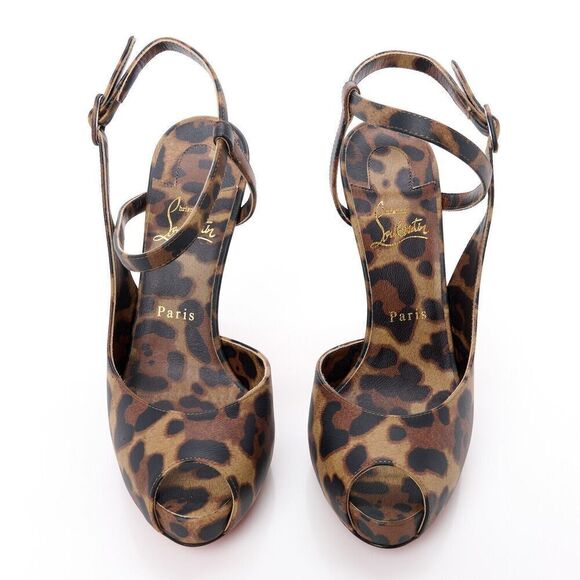 Christian Louboutin Jenlove Alta 120 Platform Leopard Sandals pumps Brown 36 - Picture 4 of 6
